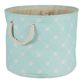 Multipurpose Pet Storage Bin Round Large with Printing (Color: Light Aqua, size: 15x18x18 inch)