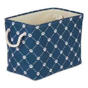 Multipurpose Pet Storage Bin Rectangle Small with Printing (Color: Navy, size: 14x8x9 inch)