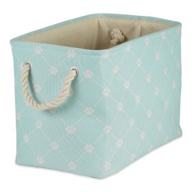 Multipurpose Pet Storage Bin Rectangle Medium with Printing (Color: Light Aqua, size: 16x10x12 inch)