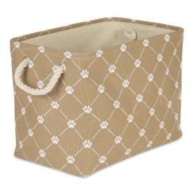 Multipurpose Pet Storage Bin Rectangle Small with Printing (Color: Taupe, size: 14x8x9 inch)