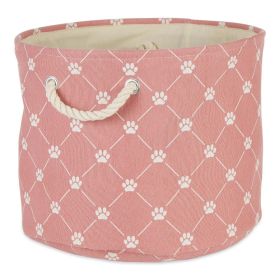 Multipurpose Pet Storage Bin Round Medium with Printing (Color: Rose, size: 12x15x15 inch)